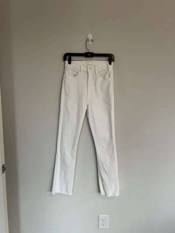 Mother The Hustler Ankle Fray White Jeans Size 26 - Image 3