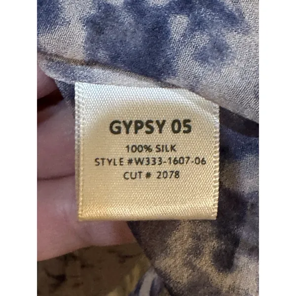 Gypsy 05 Global Village Women Silk Overlay Blouse‎ Flowy Top Size Large - Image 6