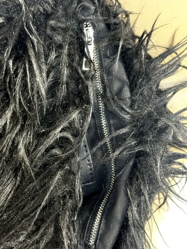 Widow Dolls Kill Black Shaggy Faux Fur Chain Shoulder Crossbody Bag Goth Y2K Emo - Image 12