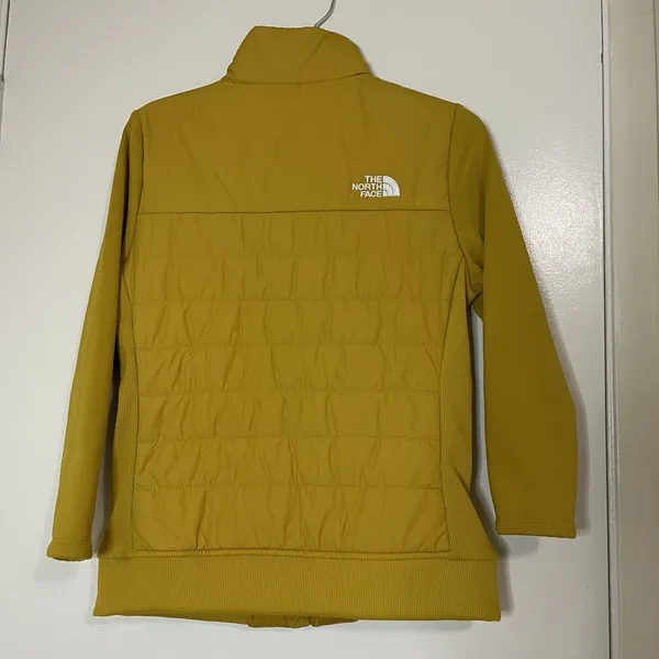 The North Face Yellow full zip lightweight nylon quilted jacket Medium - Image 7