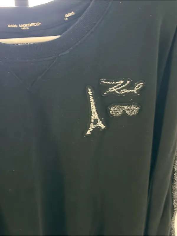 Karl Lagerfeld Black Embellished Crewneck Sweatshirt - Image 2