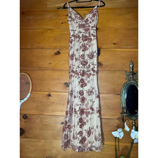 NWT Lulus Shine Language Rose Gold Sequin Mermaid Dress Ball Banquet Gala Sz XS - Image 2