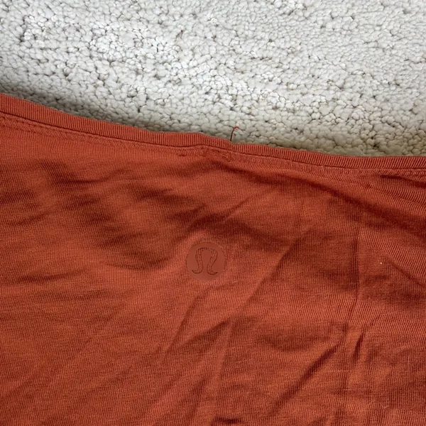 Womens Lululemon Size 10 Long Back In Action Tshirt Rust Orange Basic Relaxed - Image 5