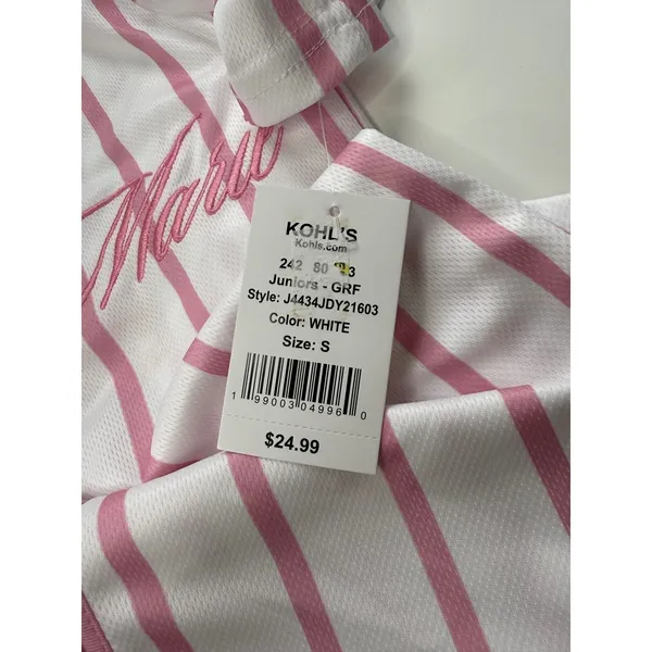 Disney The Aristocats Marie Baseball Jersey Pink White Striped Shirt Small NEW - Image 5