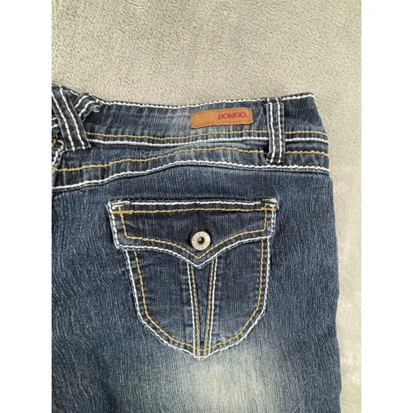 Bongo Dark Wash Bootcut Jeans Womens 11 Contrast Stitching Back Flap Pockets - Image 5