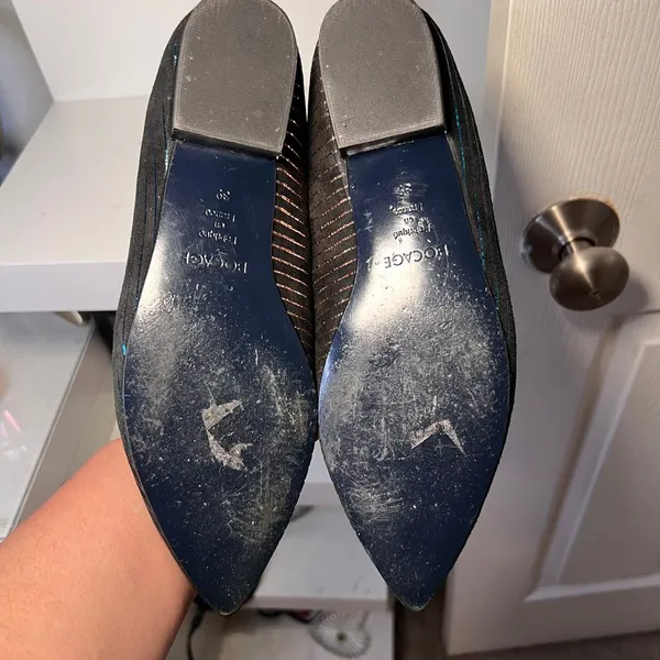 Bocage‎ Metallic Striped Pointed Toe Flats Black & Blue Elegant Shoes-SZ 39/8.5 - Image 9
