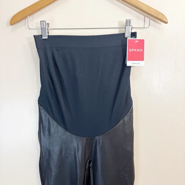 SPANX Maternity Mama Faux Leather Leggings Size Small - Image 2