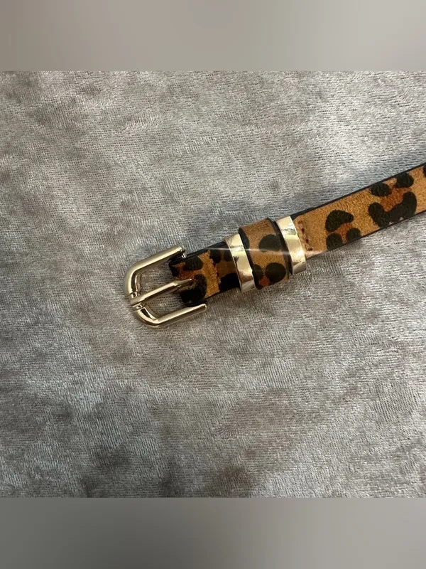 41 inch Leopard Print Faux Leather Women's Belt with Gold Buckle - Image 7