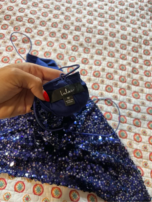 EUC Lulus Force of Fashion Royal Blue Backless Sequin Mini Dress size medium - Image 6