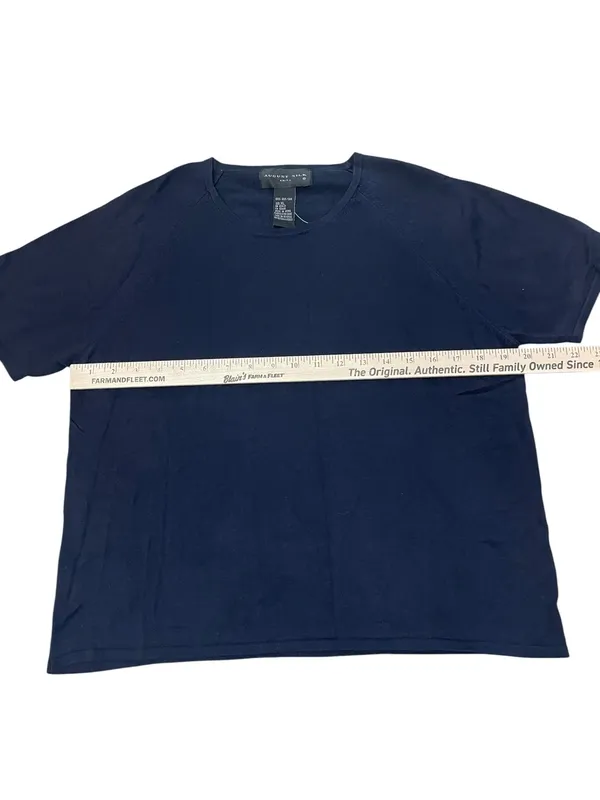 Everyday Capsule august silk knits Navy Short-Sleeve Crewneck 100% Silk Tee - Image 3