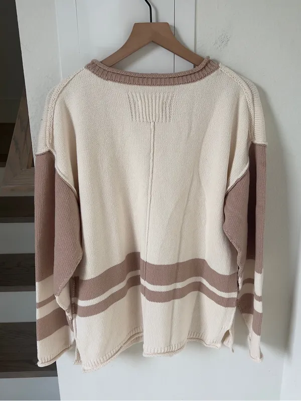 Free People We The Free Ella Colorblock Knit Sweater - Tan Combo - NWT - Image 4