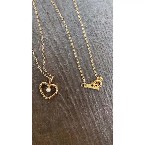 Vintage‎ Amway 16" Gold Tone Twisted Heart Faux Pearl Pendant Necklace - Image 2