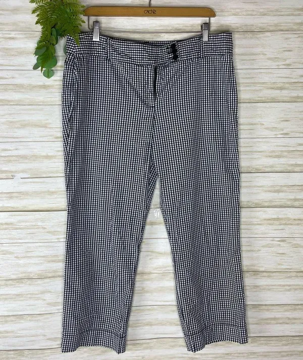 Ann Taylor LOFT Blck and White Gingham Checkered Marisa Cropped Pants - Image 3