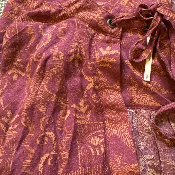 Free People Mia Floral Print Plunging Tie Neck‎ Long Sleeve Tunic Top Size Small - Image 6
