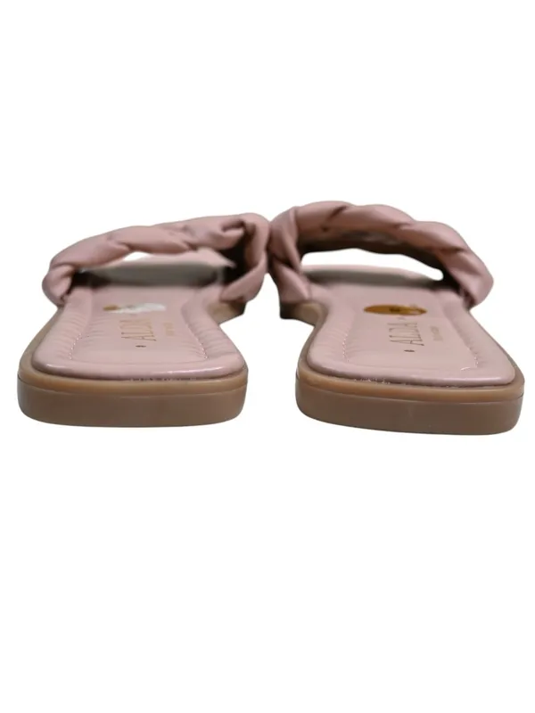 Alda Women's 8 Blush Braided Slide Sandals Made In Italy - Image 5