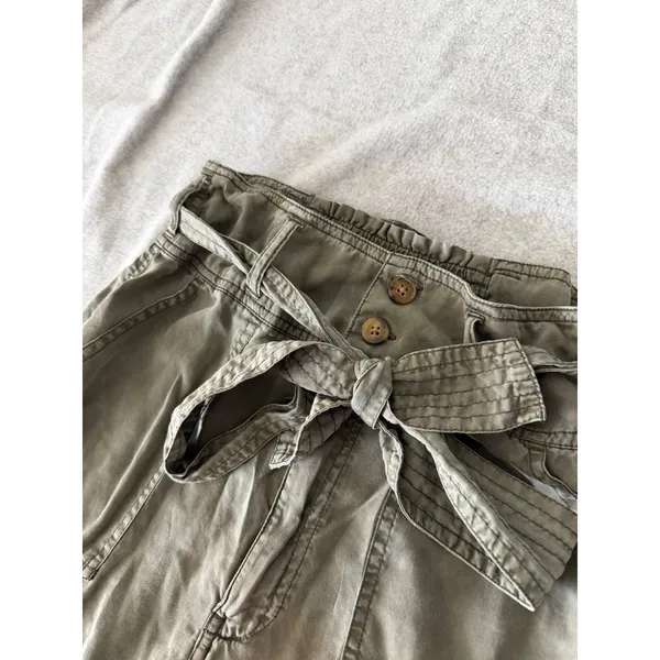 Abercrombie & Fitch Women S Olive Green Paperbag Waist Utility Tapered Pants Tie - Image 4