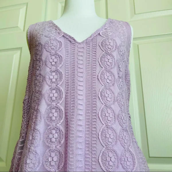 NWT Francesca’s (Blue Rain) Lavender Lace Shift Dress M - Image 7