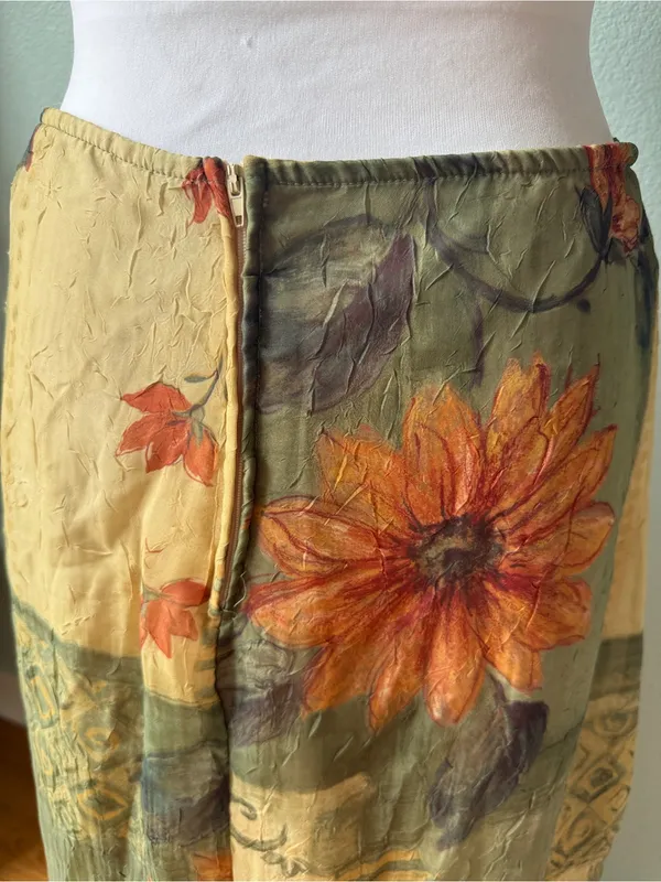 Vintage Floral Patchwork Maxi Skirt Size Large Orange - Image 5