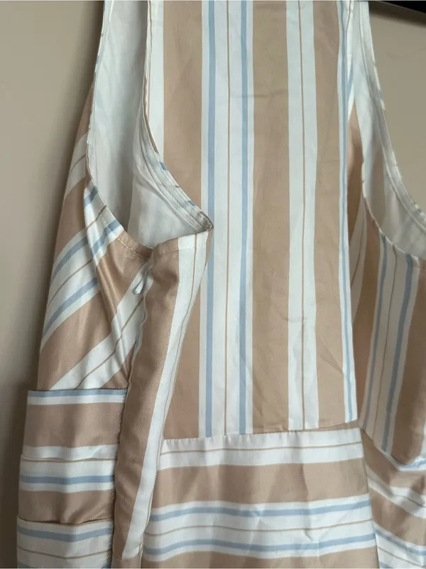 Anthropologie Maeve Asymmetrical Striped Wrap Halter Shirt Dress Size 14 Coastal - Image 10