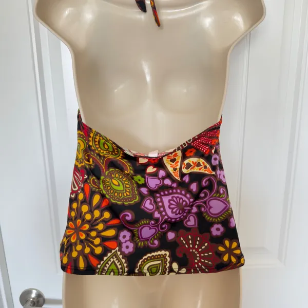 Victoria's Secret Large Paisley Floral Halter Tankini Top Y2K Boho Chic - Image 6