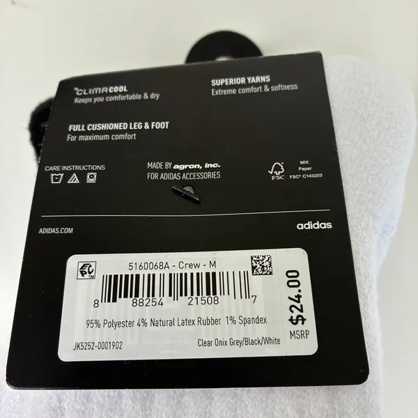 Adidas Cushioned ClimaCool Womens Crew Socks NWT Shoe Size 5-10 Gray White Black - Image 5