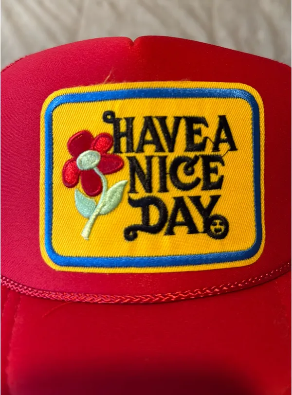 Have a Nice Day Trucker Hat Red - Image 3