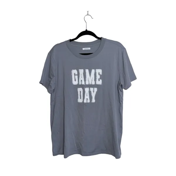 Maurices Game Day Oversized Fit Graphic Tee Gray Sequins Chenille - Image 2