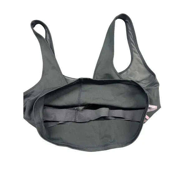 Free People Movement Gray Iridescent Lettering Crop Top Shelf Bra Medium - Image 6