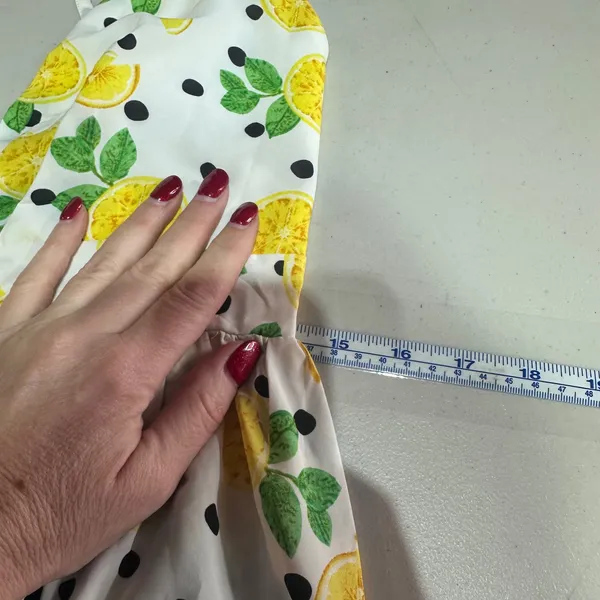 Womens Lemon Print Maxi Dress Halter Neck Size S Slit White‎ Yellow Fun Party - Image 11
