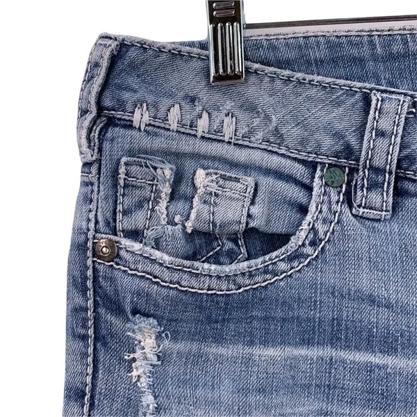 Silver Jeans AIKO Light Wash Distressed Straight Leg Jeans Size 29 - Image 3