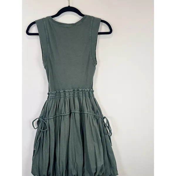 Anthropologie Daily Practice Mini Dress Green Bubble Ribbed Tank Stretch 2XS XXS - Image 9
