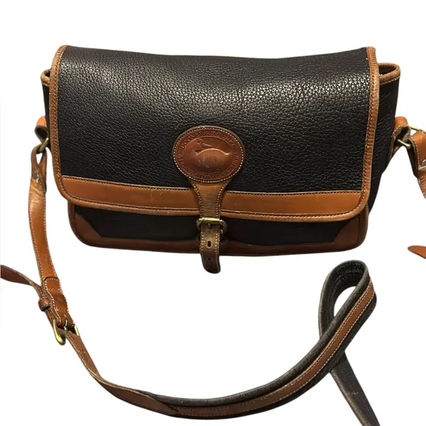 Vintage Dooney & Bourke Black and Brown Leather Bag Equestrian Crossbody - Image 14