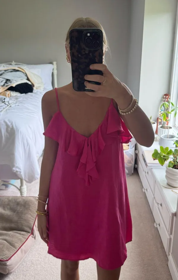 Kindom hot pink silk dress - Image 2