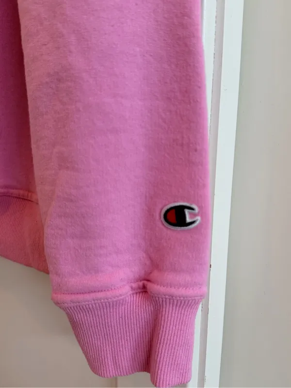 Champion Bubblegum Pink Embroidered Middle Logo Crewneck Sweatshirt - Image 6
