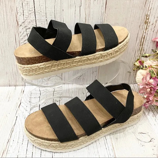 Madden Girl Black Espadrille Platform Sandals 8 - Image 3