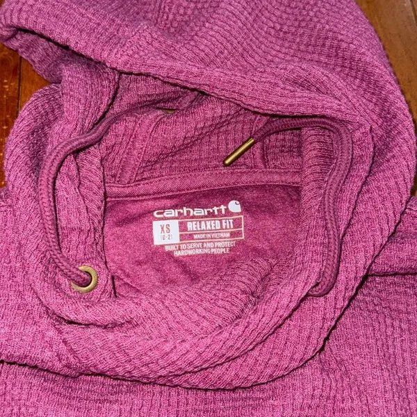 Carhartt Women's Relaxed Fit Heavyweight Long-Sleeve Hooded Thermal Shirt Sz XS - Image 3