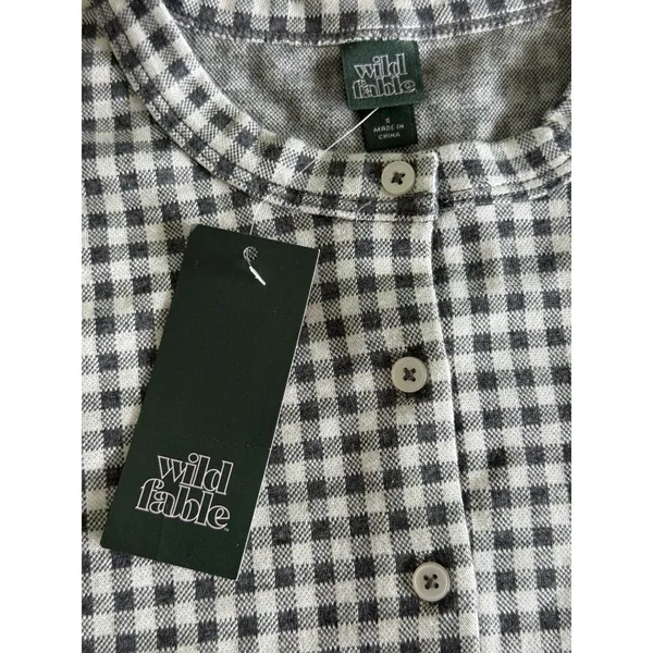 Wild Fable NWT Gingham Cropped‎ Cardigan Sweater Small Gray & White Button Down - Image 4