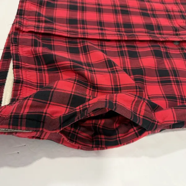 LL Bean Red Buffalo Plaid Fleece Lined‎ Flannel Hooded Shirt Jacket Shacket XS - Image 5