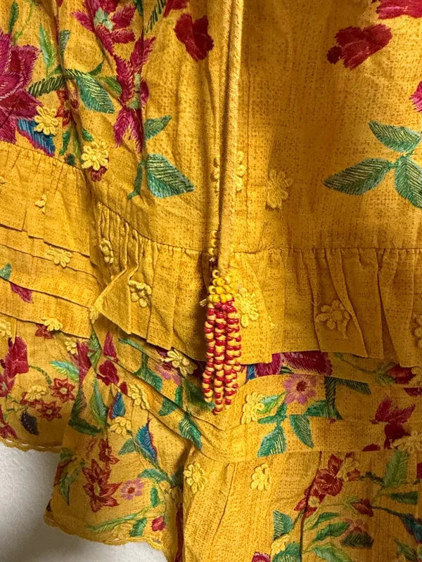 FARM Rio Yellow Floral Tiered Mini Dream‎ Skirt Small Boho Ruffle Eyelet Small - Image 4
