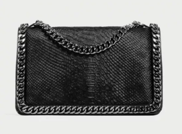 ZARA BLACK CHAIN EMBOSSED BAG - Image 2