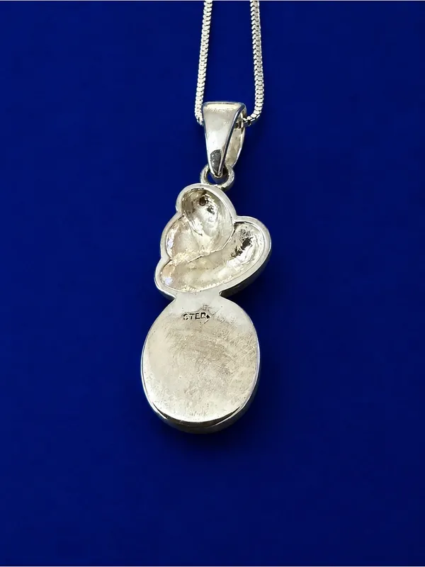 Estate Sterling Silver Opal Pendant Necklace Custom Design - Image 4