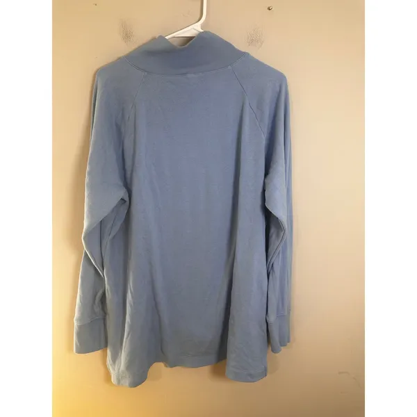 J.Crew Wide Button-Collar‎ Tunic Sweatshirt Cloudspun Fleece Light Blue AP649 L - Image 4