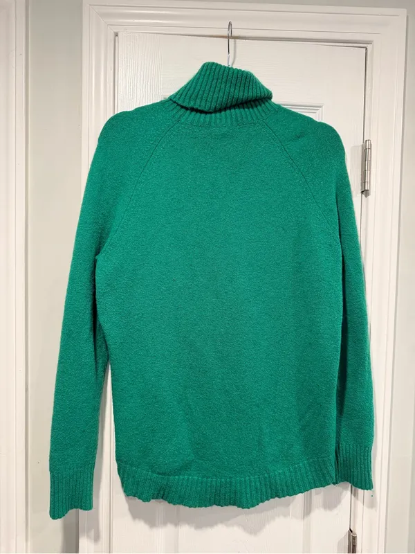 J.Crew Size S Green Wool Alpaca Blend Turtleneck Sweater Oversized Tunic - Image 7