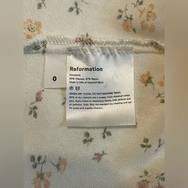Reformation Cream Floral Long Sleeve Dress - Image 11