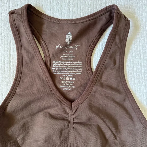 NWOT Free People FP Movement Sports Bra XS/S Brown Racerback Ribbed Bralette - Image 3