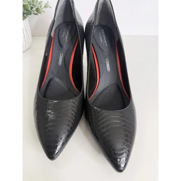 Rockport Total Motion Pointy‎ Toe Leather Croc Heels 9.5 Workwear Office - Image 3