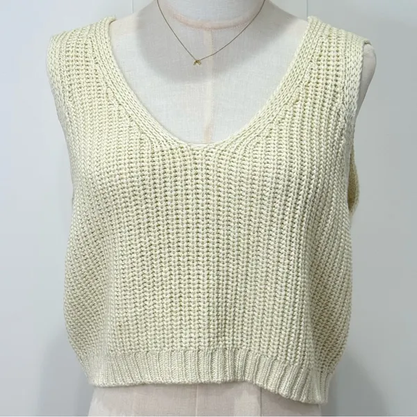 O’neill Dorie Sweater Tank Top Small Cream Crochet Beach Festival Boho Coachella - Image 4
