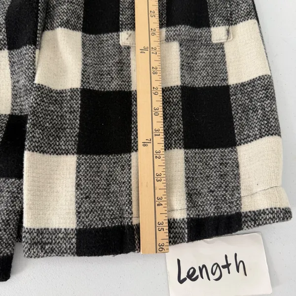 Buffalo Plaid Open Front Cardigan Coat Black‎ White Womens Large Office Preppy - Image 12