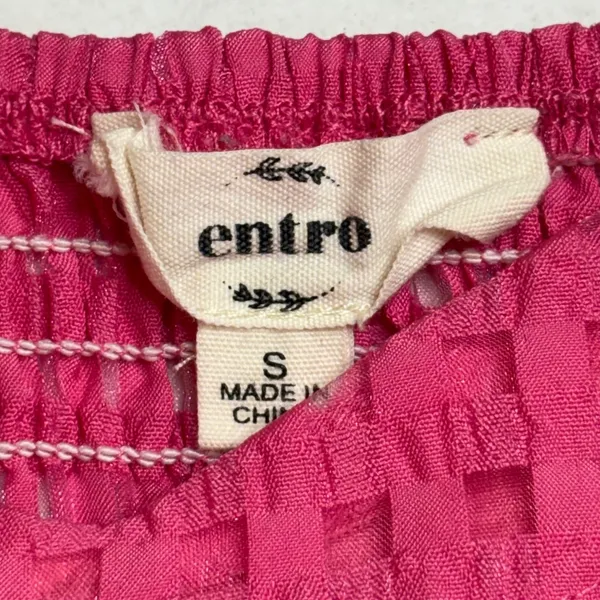 Entro Pink Gingham Puff Sleeve Smocked Ruffle Dress Coquette‎ Girly Size Small - Image 6