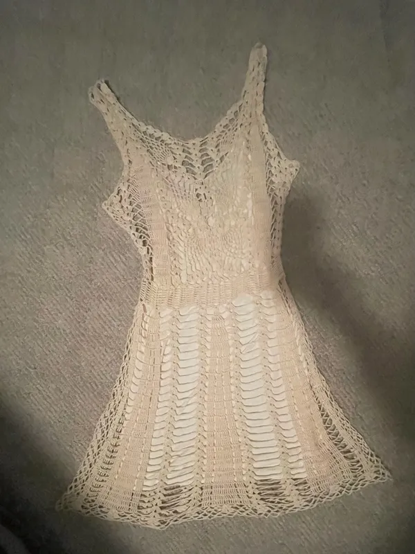 Free People Crochet Dress - Cream Sleeveless Summer Dress - Image 4